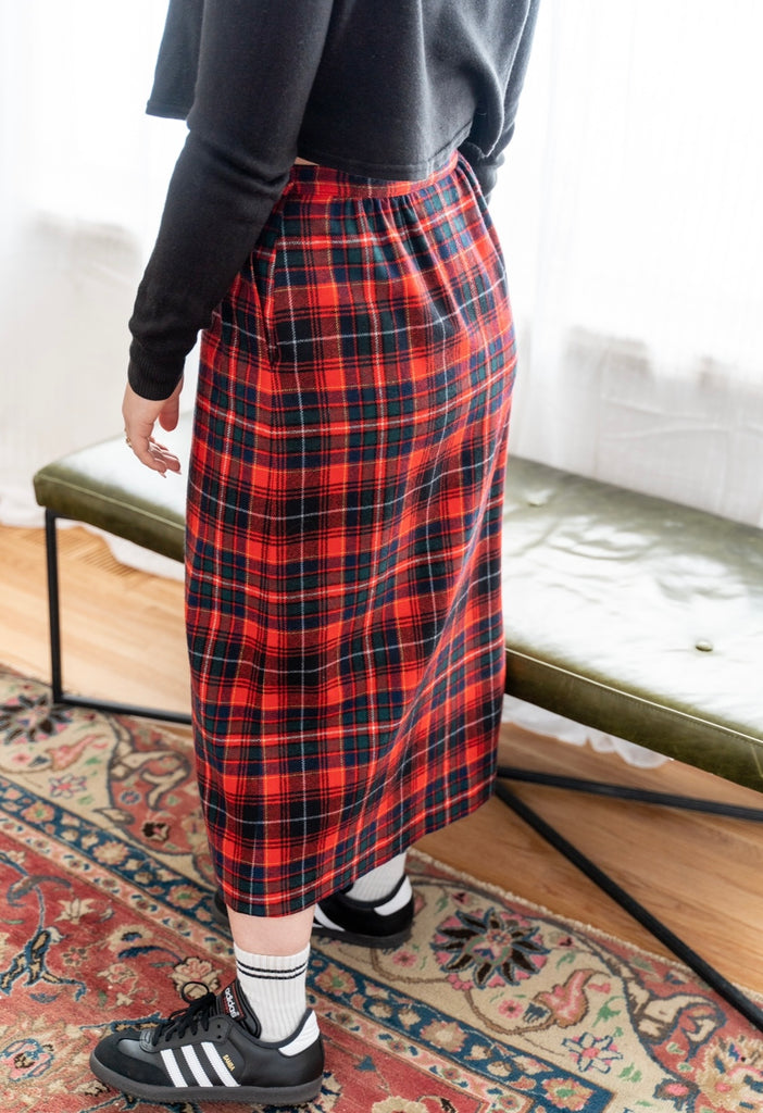 High Waist Midi Wool Plaid Skirt 3244 – XiaoLizi
