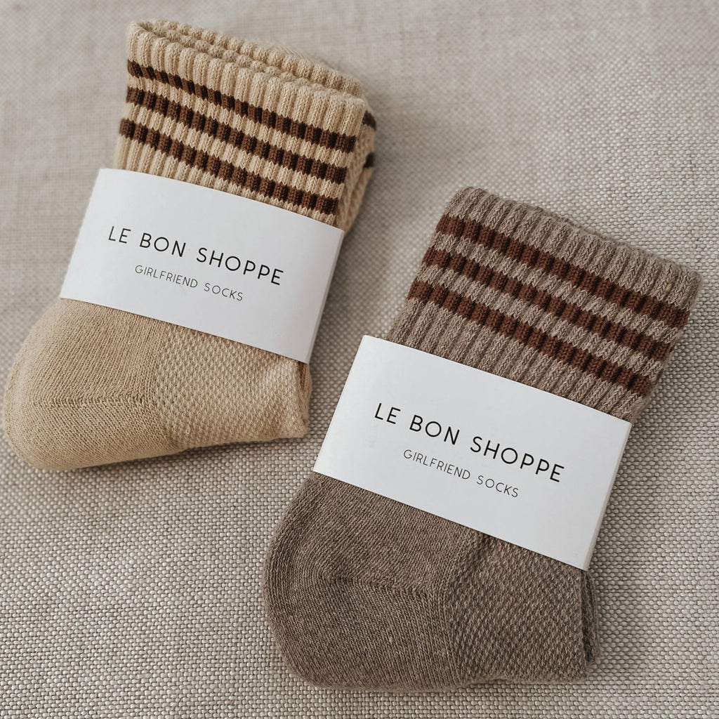 Brown Striped Tube Socks by Le Bon Shoppe at Golden Rule Gallery