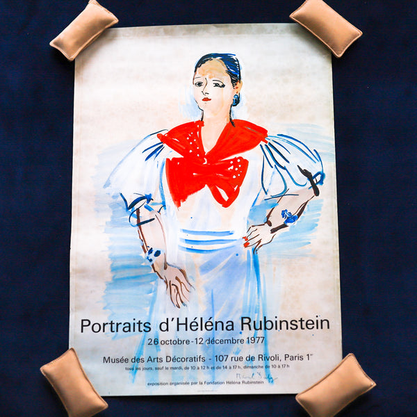Vintage 70s Female Portrait Exhibition Poster Portraits D'Helena Rubinstein at Golden Rule Gallery