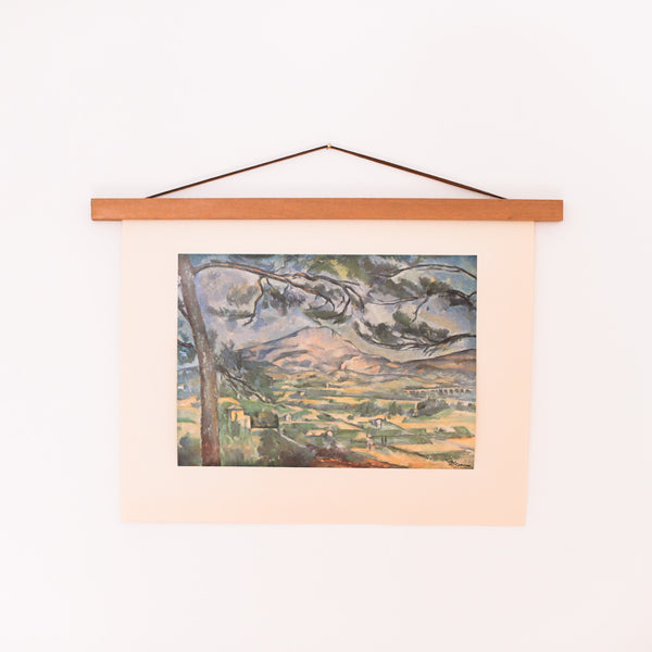 Vintage Cézanne offset lithograph of green nature valleys and mountains, called "Mont Sainte-Victoire"
