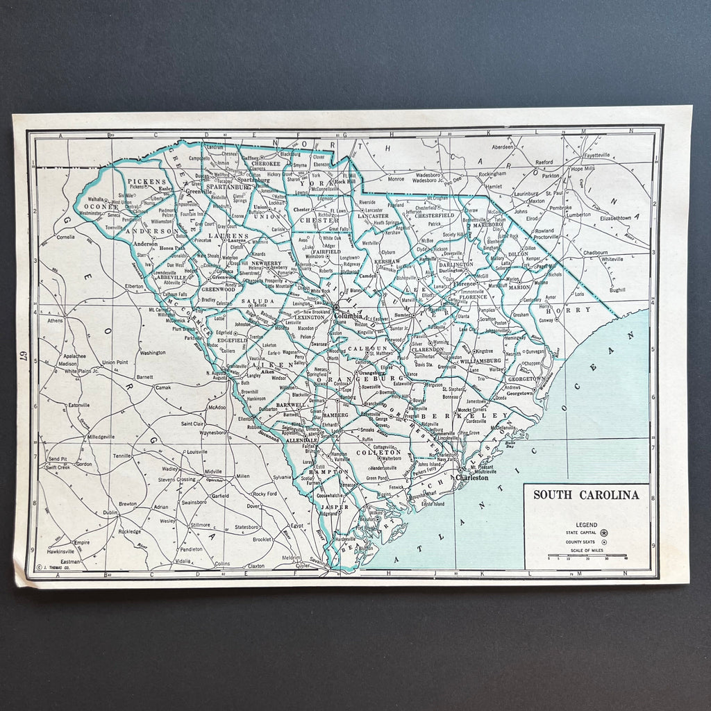 South Carolina Vintage Map for Framing | Authentic Southern Americana Decor | 1940 Census | Golden Rule Gallery