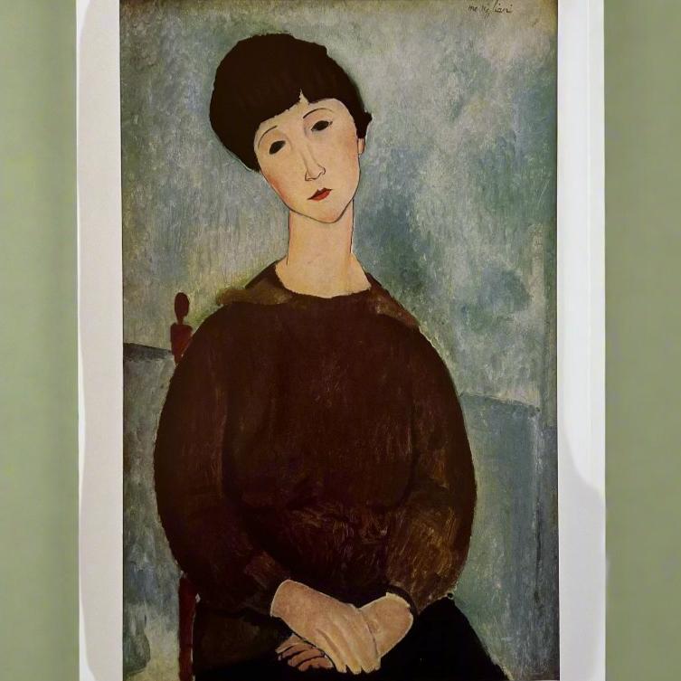 Rare Vintage Mid-Century Modigliani “Seated Woman” Swiss Portrait Art ...