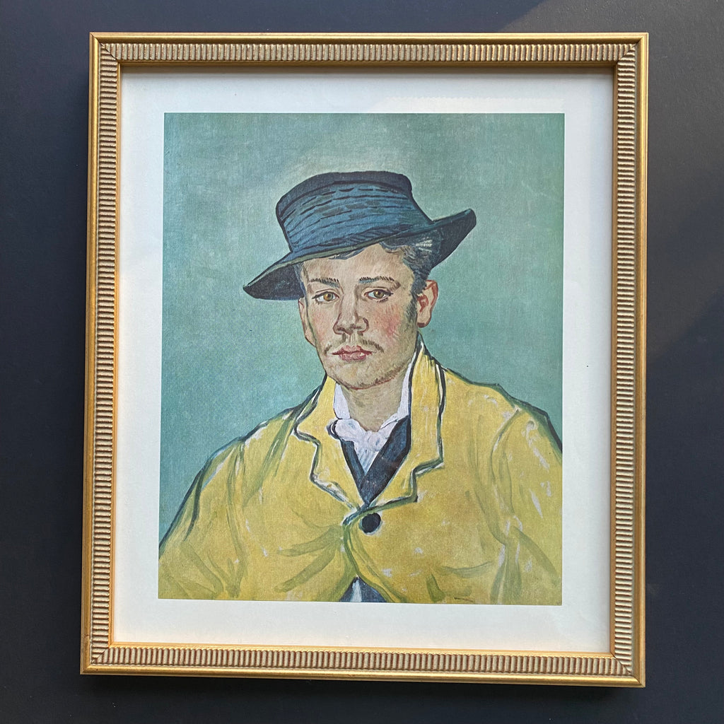 Vintage 1955 Yellow Male Portrait Art by Van Gogh