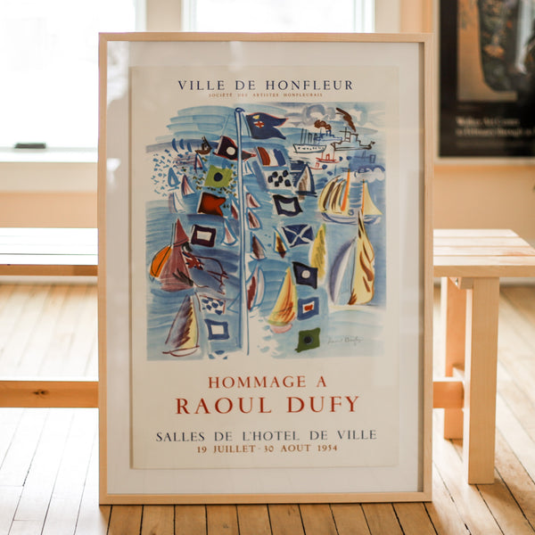 Raoul Dufy Vintage 1954 French Art Exhibition Poster | Vintage Exhibition Poster | Vintage Raoul Dufy 1954 Poster | Golden Rule Gallery | Sailboat Raoul Poster | Excelsior, MN