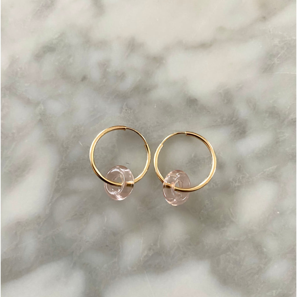 MN Handmade Pink and Gold Hoop Earrings
