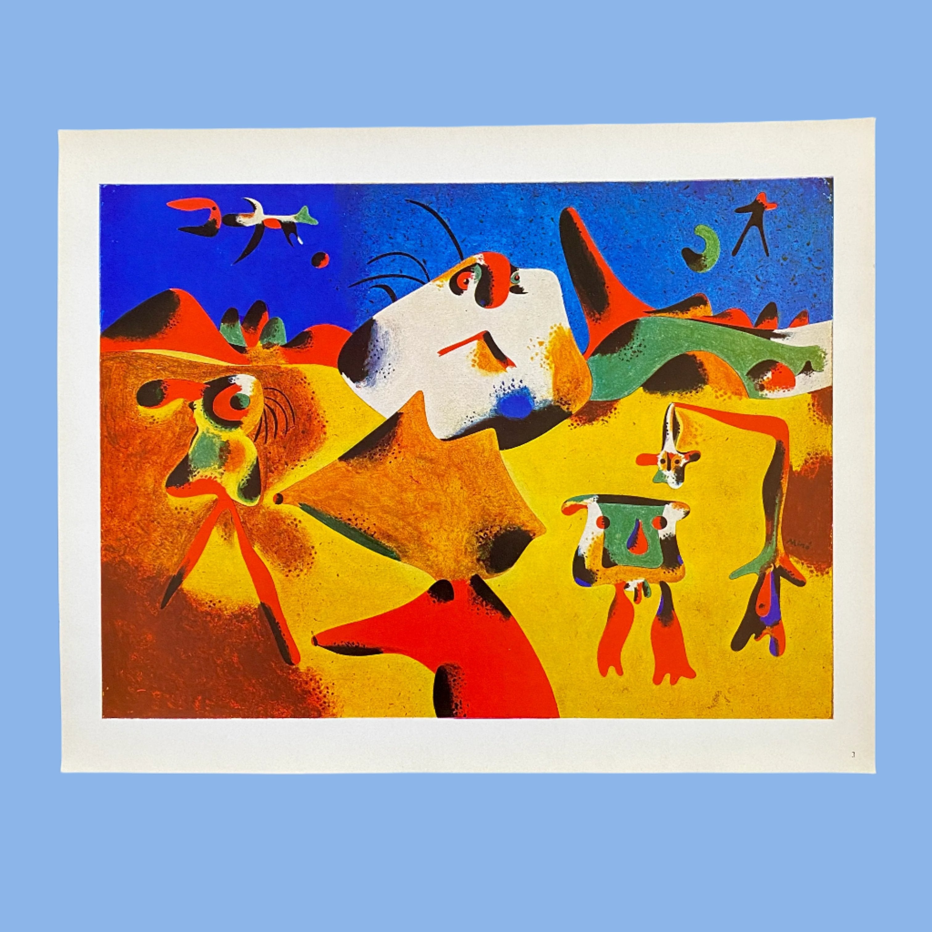 Painting Miro Blue Star Parfum Vintage 1950s Miró “Figures