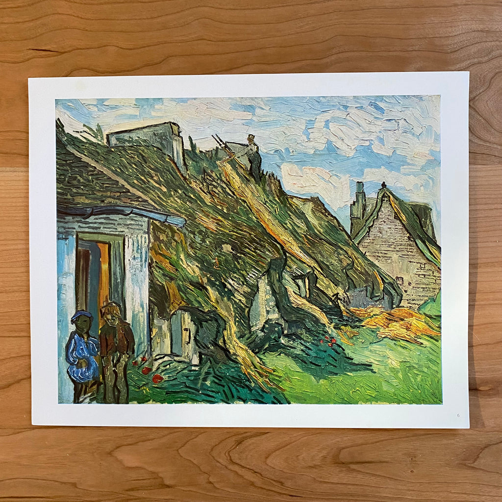 Vintage 1950's Van Gogh "Thatched Cottages at Chaponval" Colorplate | Vintage Art Print | Golden Rule Gallery | Excelsior, Minnesota