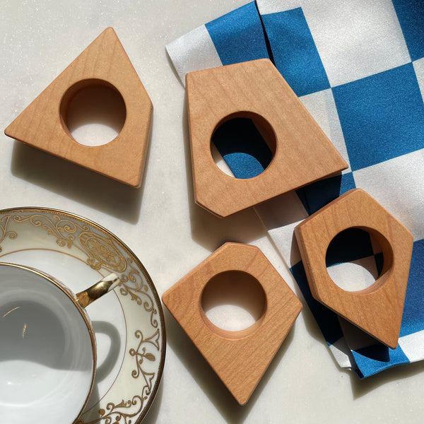 Wood Napkin Ring Set by Brooke Wade at Golden Rule Gallery 
