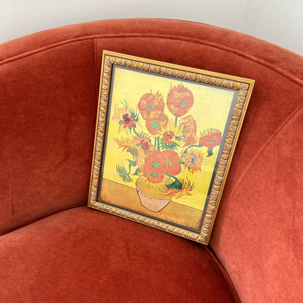 1950s Vintage Sunflowers by Van Gogh Framed in Gold at Golden Rule Gallery 