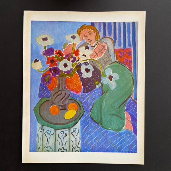 Rare Vintage Henri Matisse Art Print Colorplate Portrait called "Blue Odalisque" at Golden Rule Gallery in Excelsior, MN