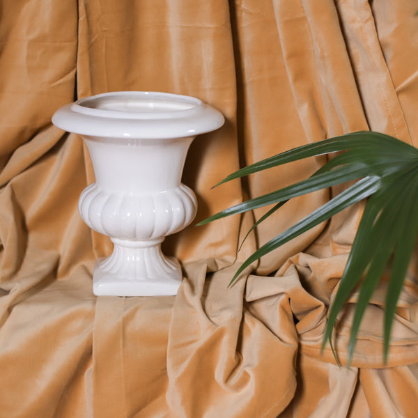 Vintage Cream Urn-Shaped Vase | Vintage White Fluted Vase | Large White Vase | Golden Rule Gallery | Vintage Vases | Vintage Home Decor | Excelsior, MN