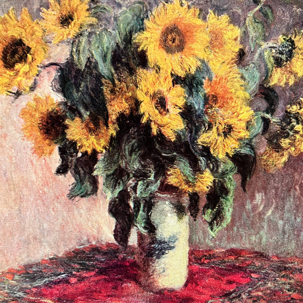 Close Up of Monet Sunflowers Still Life Vintage Art Print