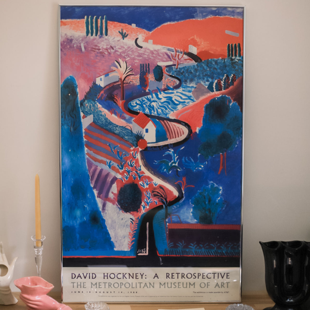 Vintage 1988 David Hockney Retrospective Poster | Nichols Canyon