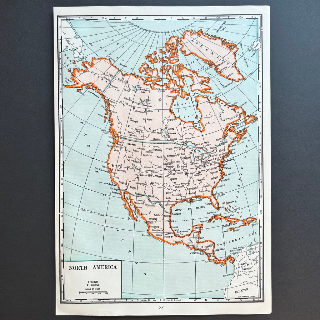 Vintage 1940s North America Census Atlas Map Print at Golden Rule Gallery in Excelsior, MN