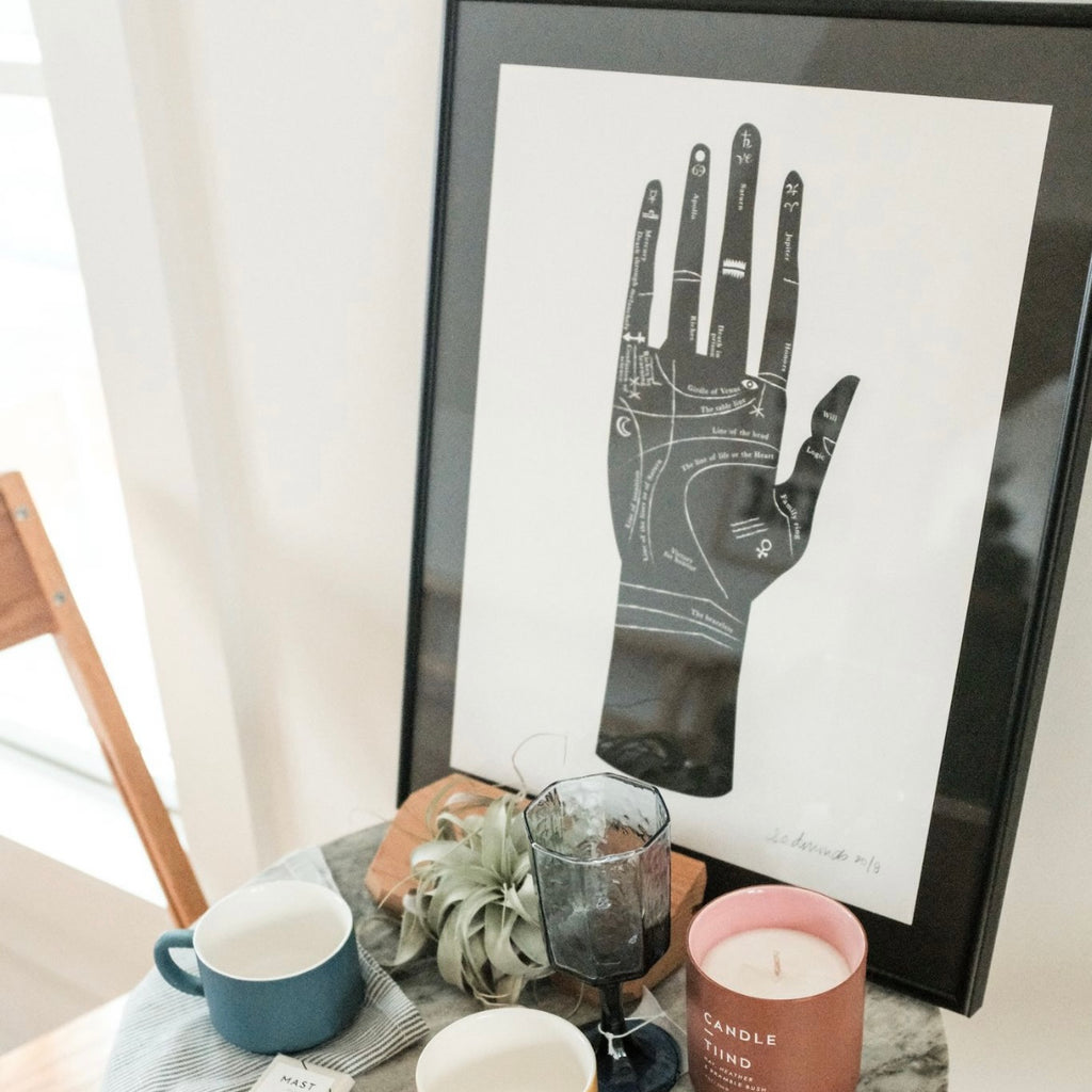 Professionally Framed Palm Reading Minimalist Art Print at Golden Rule Gallery