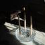 Pretty Glass Vintage 70s Crystal Trio Tiny Taper Candle Holder