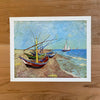 Vintage 1950's Van Gogh "Boats on the Beach" Colorplate | Vintage Seascape | Nautical Art Print | Minneapolis Gallery | Golden Rule Gallery | Excelsior, Minnesota