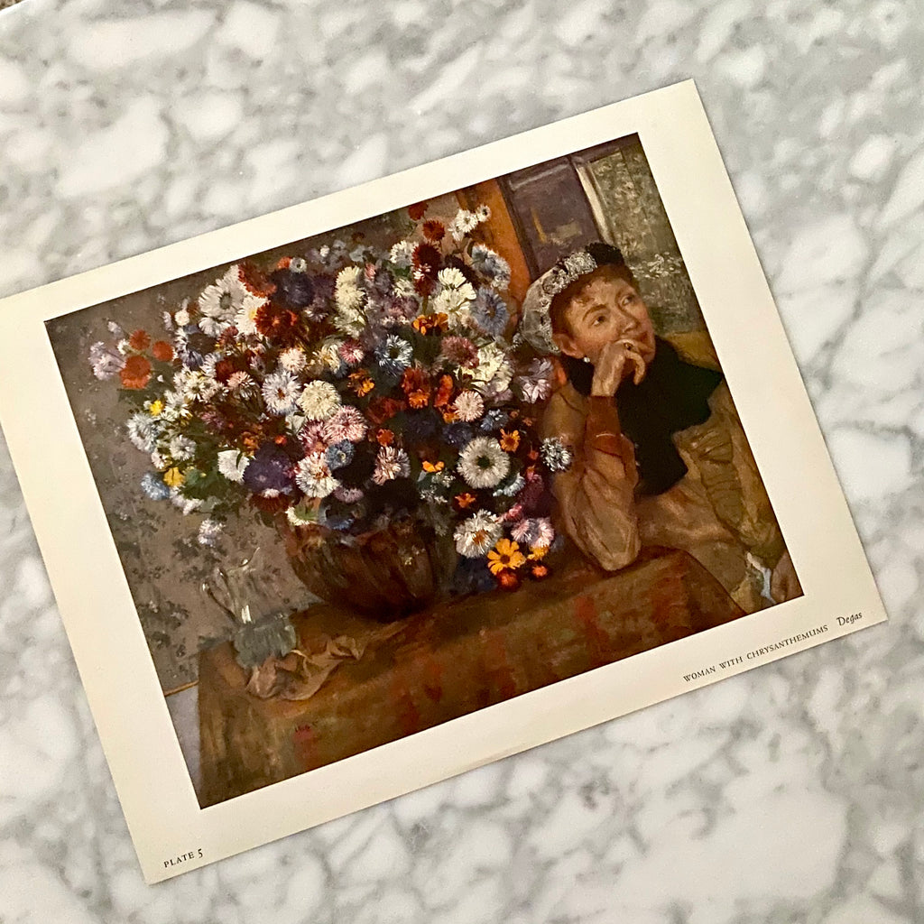 Vintage 1958 Degas "Woman with Chrysanthemums" Print | Vintage 50 Degas Art Print | Woman with Chrysanthemums Degas Print | Golden Rule Gallery | Excelsior, MN