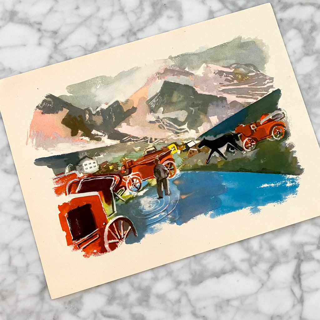 Mountains and River | Vintage German Watercolor | Xaver Furh | Collectible WWII Era Print | Golden Rule Gallery | Excelsior, Minnesota 