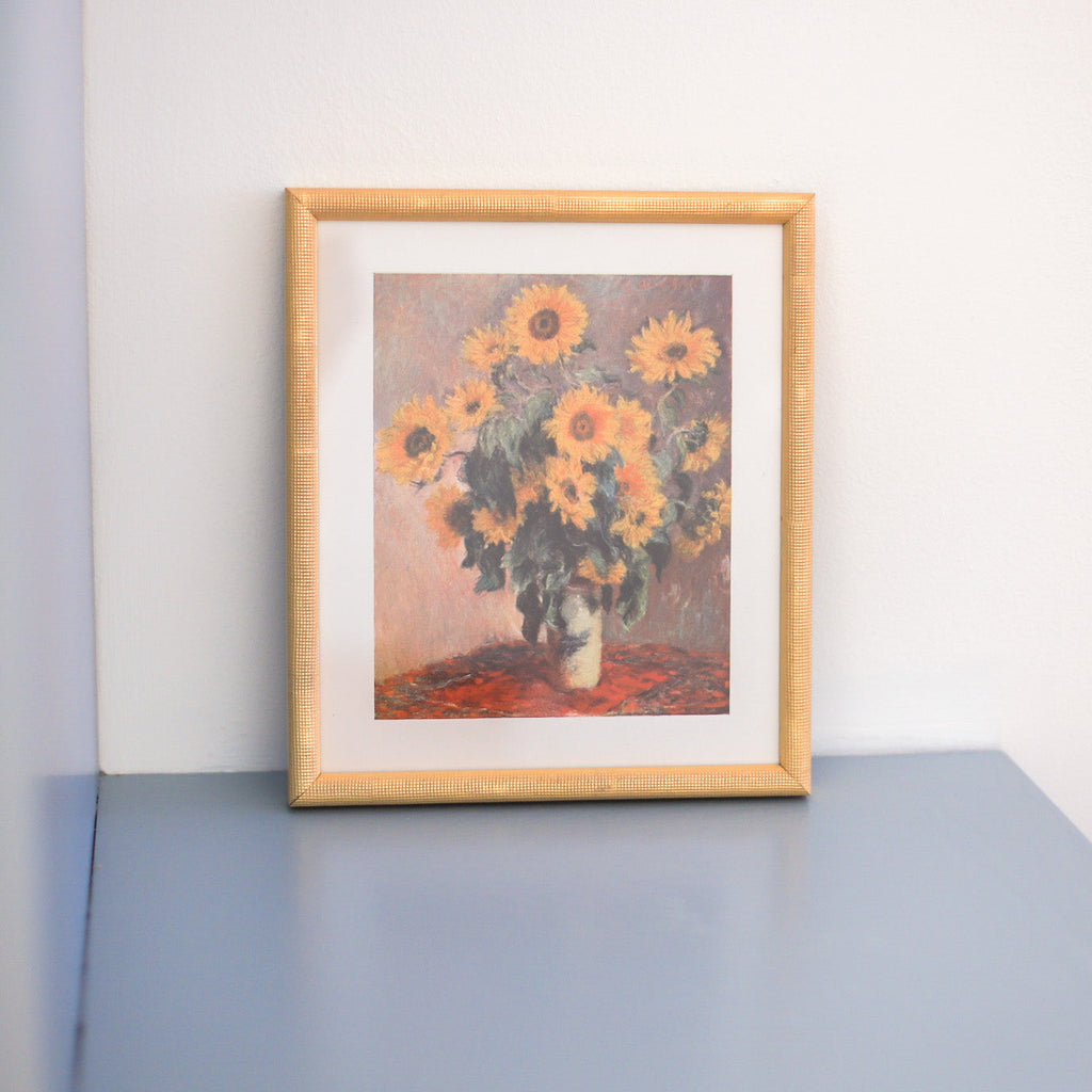 Rare 40s Vintage Sunflowers Print by Monet at Golden Rule Gallery 