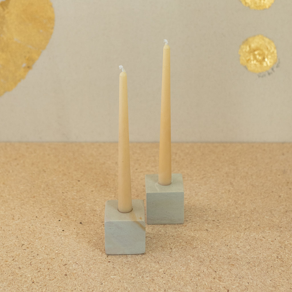 Pair of Natural Beeswax Taper Candles | Golden Rule Gallery | Mole Hollow | Excelsior, MN