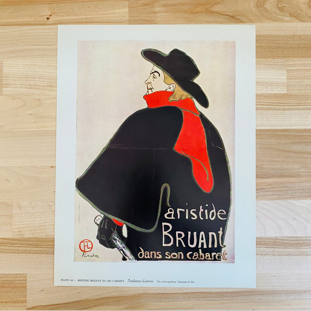 Toulouse-Lautrec's "Aristide Bruant in his Cabaret"| French Art Deco | Art History | Vintage Art Prints | Golden Rule Gallery | Excelsior, MN | Minneapolis Gallery | Vintage 1958 Toulouse-Lautrec's "Aristide Bruant in his Cabaret" Art Print