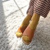 Gold Ribbed Hut Socks with Heels