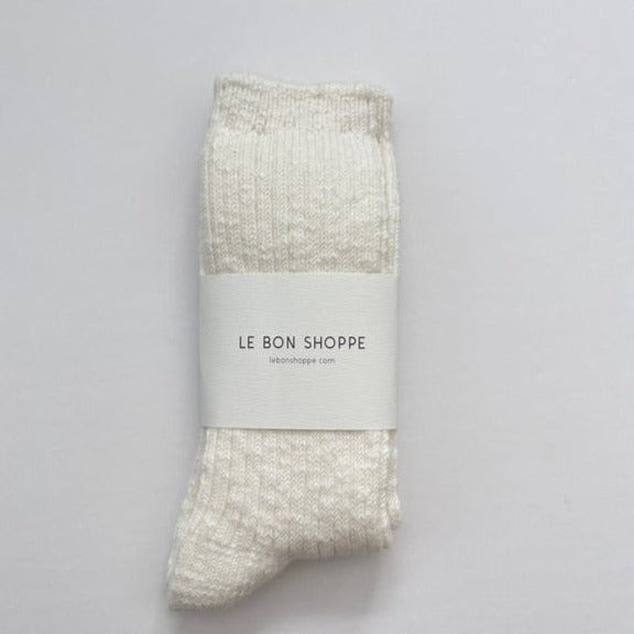 White Linen Cottage Socks by Le Bon Shoppe