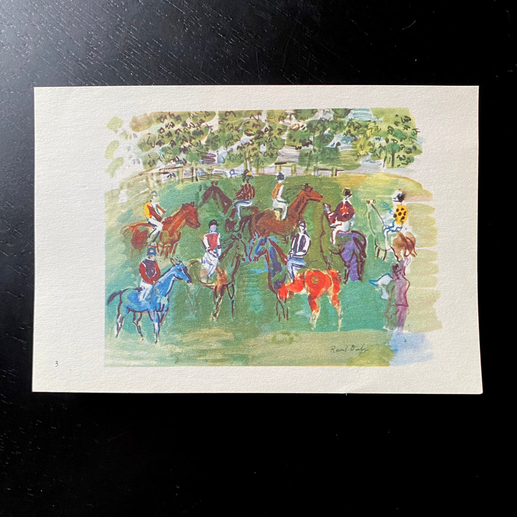 Vintage Horse Jockey Art Print | Vintage Mini Dufy Art Plates | 50s Small Dufy Art Plate Prints | Golden Rule Gallery | Vintage Art Prints | 1957 Dufy Art Prints | Excelsior, MN | Petite French Book Plates 