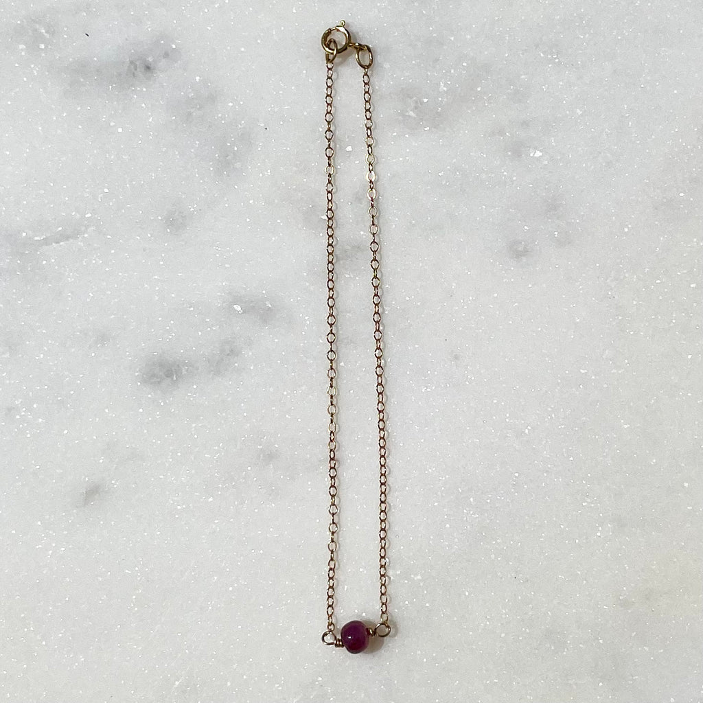 Ruby Gemstone Gold Chain Bracelet by EKATE at Golden Rule Gallery in Excelsior, MN