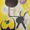 Vintage Joan Miró 1950s Woman and Bird in Front of the Sun Art Print Close Up 