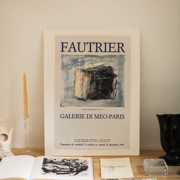 Vintage 1990 Fautrier French Art Exhibition Poster | Vintage 90s Fautrier Exhibition Art Poster Print | Vintage Art Collectibles | Vintage Exhibition Posters | Golden Rule Gallery | Excelsior, MN | Art | Prints