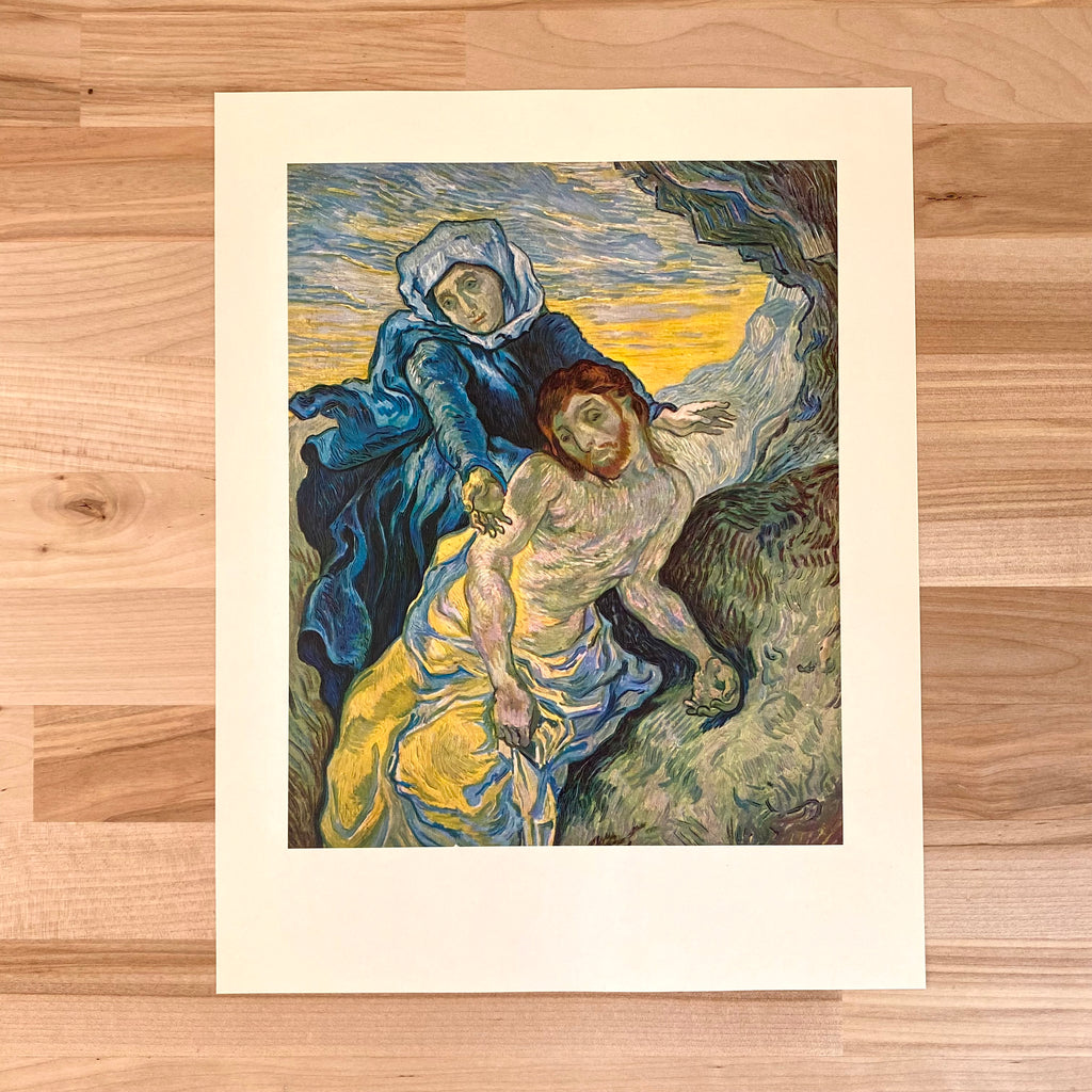 Van Gogh Lithograph Art Print | Pieta (After Delacroix) | Vintage Collectible Art Print | Golden Rule Gallery | Virgin Mary and Christ | Christian Art Print | 50s Van Gogh Art Print | Excelsior, MN | MPLS Art Gallery