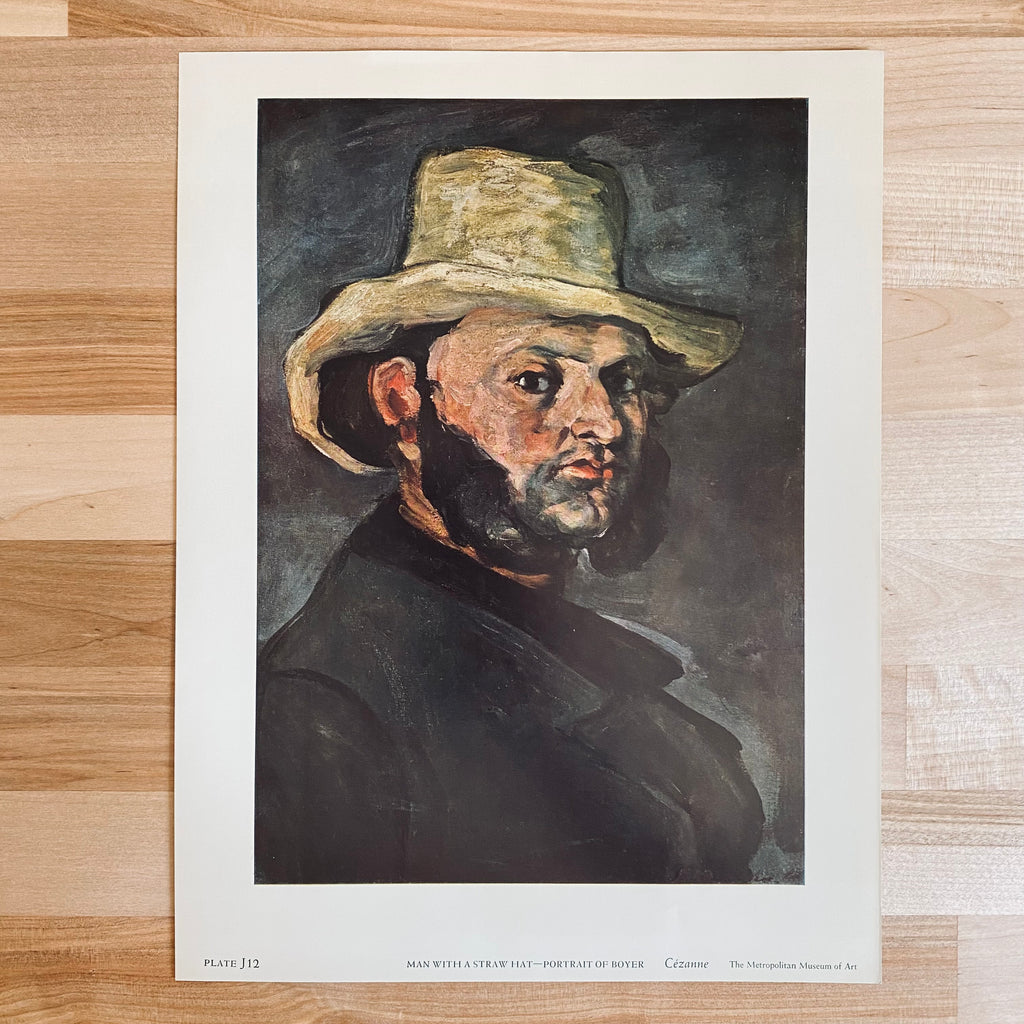 Vintage 1960 Cézanne "Man with a Straw Hat -- Portrait of Boyer" Art Print | Vintage Cezanne Art Print | Vintage 60s Cezanne Portrait | Golden Rule Gallery | Vintage Art Prints | Excelsior, MN | Cezanne Portrait of Boyer