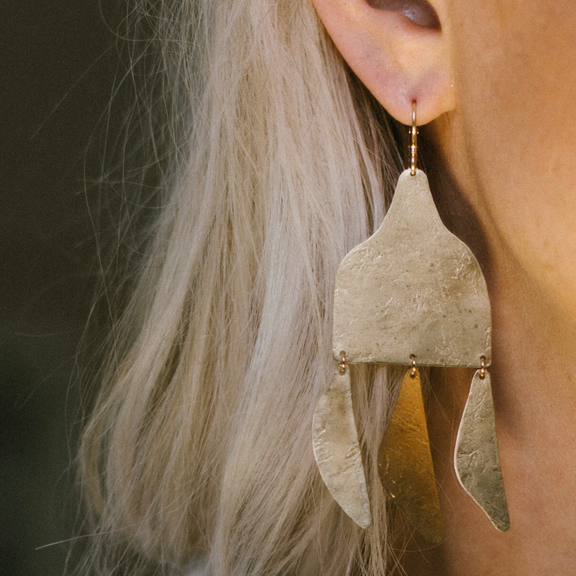 Pina Earrings | Brass Statement Earrings | Golden Rule Gallery | Excelsior, MN