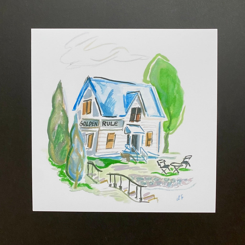 Scenic Golden Rule Gallery House Watercolor Painted Art Print in Excelsior, MN