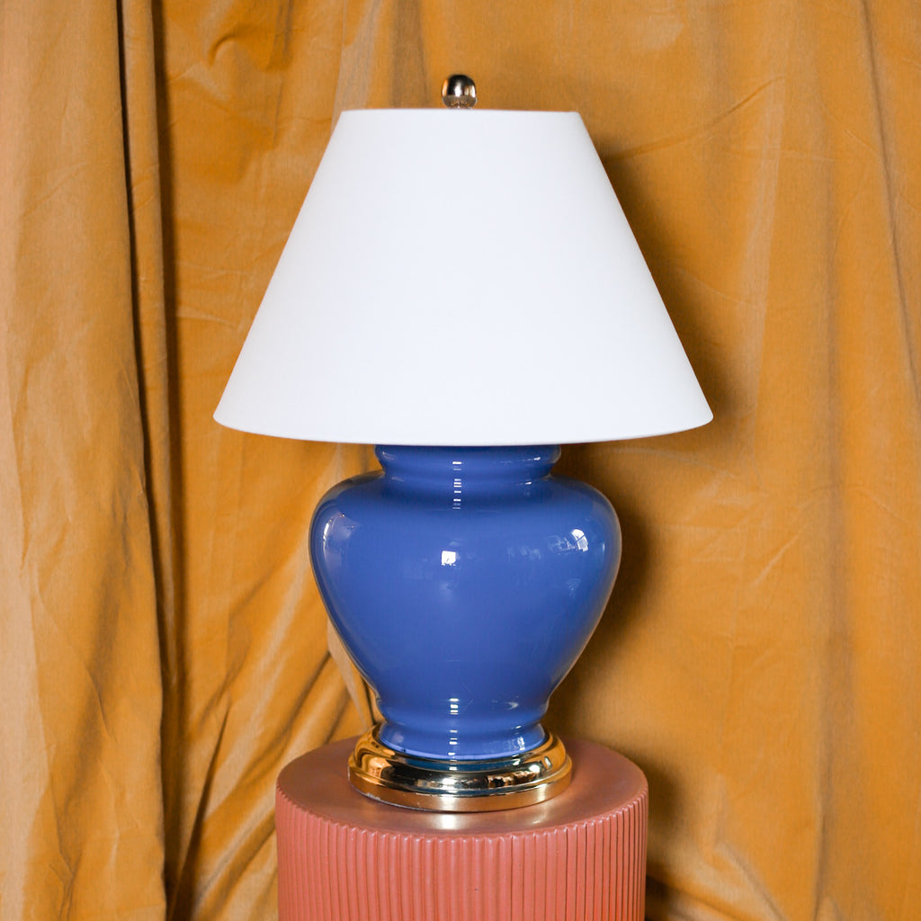 Vintage Cerulean Blue Lamp | Vintage 80s Lamp | Golden Rule Gallery | Excelsior, MN