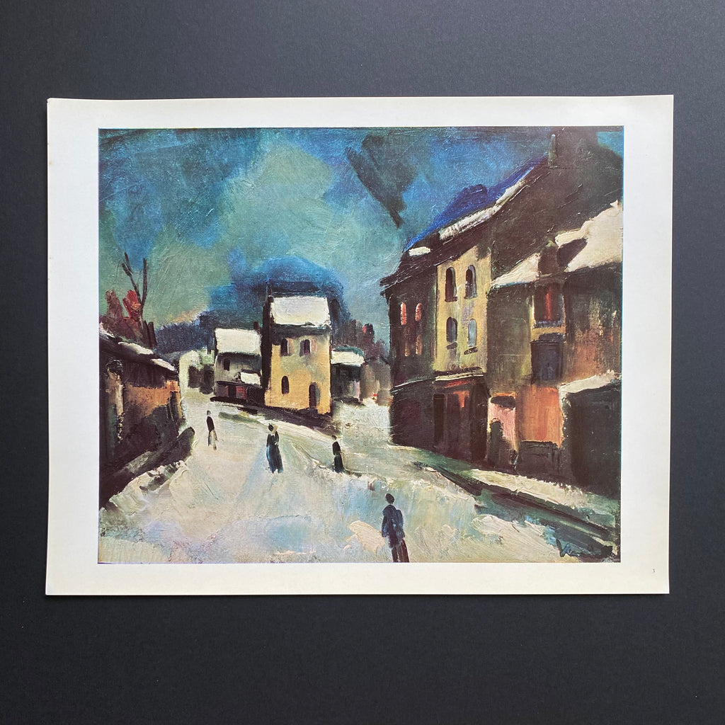 Rare Vintage 1940's Vlaminck "Bougival Under Snow" Art Print | Golden Rule Gallery | Rare 40s Bougival Under Snow Print | Excelsior, MN