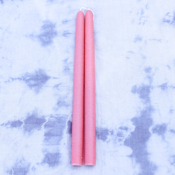 Dusty Rose Taper Candles | Mole Hollow Candles | Pair of Pink Taper Candles | Golden Rule Gallery | Excelsior, MN