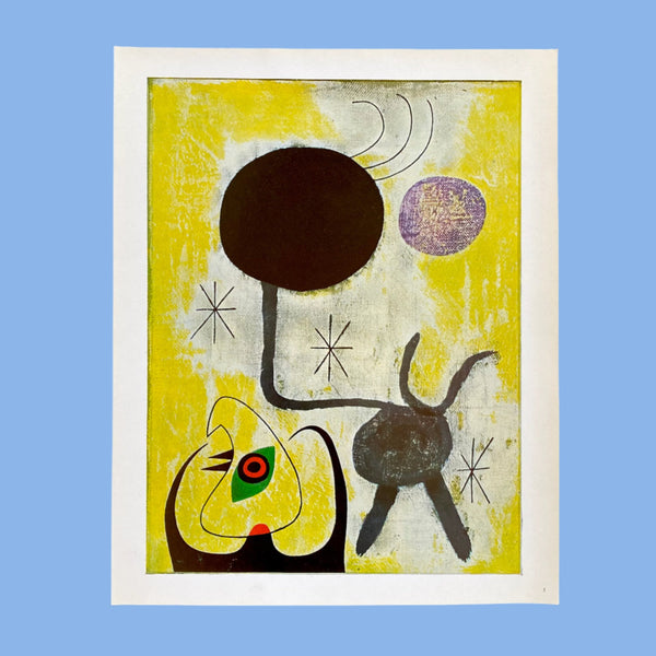 Vintage 50s Miró Woman and Bird in Front of the Sun Art Print