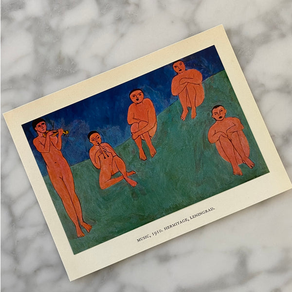 Vintage 50s Henri Matisse "Music" Mini Offset Lithograph Art Print at Golden Rule Gallery in Excelsior, MN