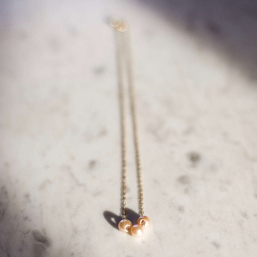 Dainty Gold Pearl Necklace Handmade in Minneapolis 
