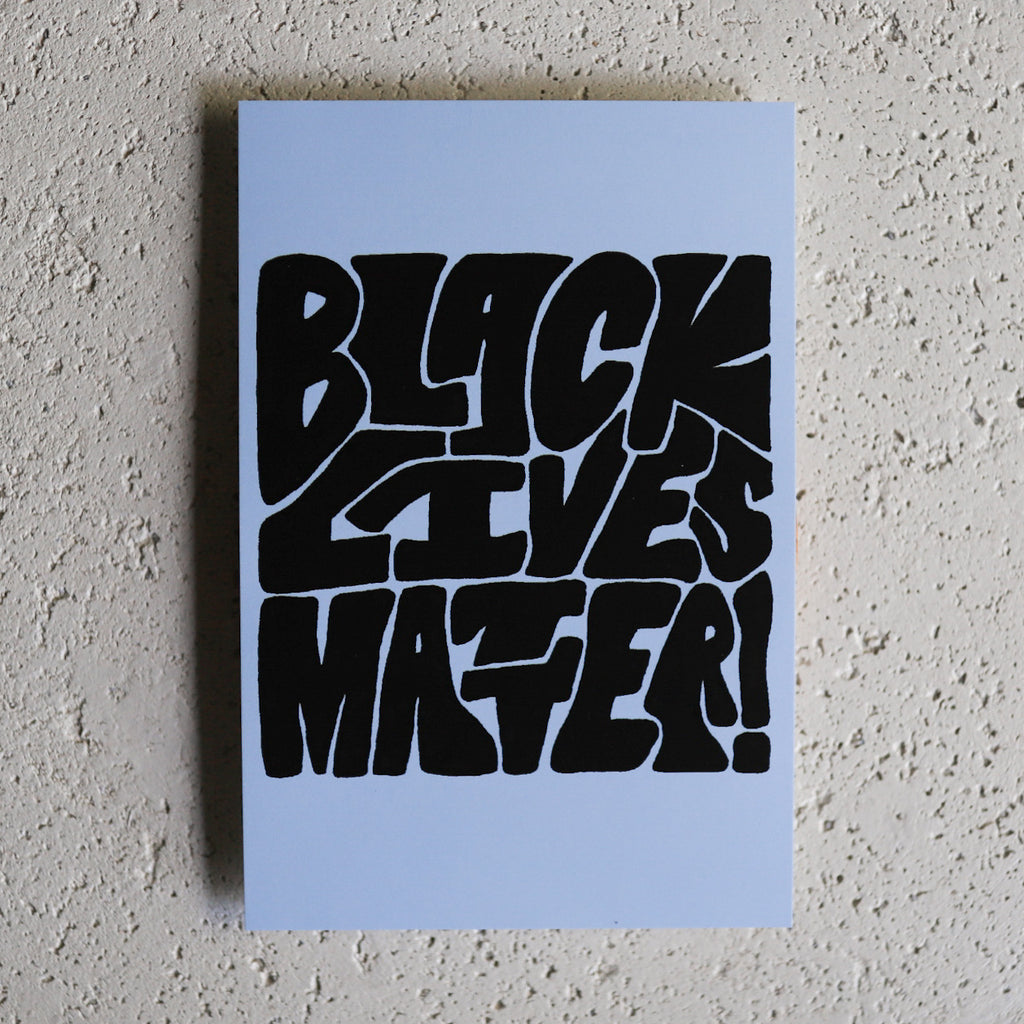Black Lives Matter Illustrated Text Art Postcard by Local MPLS Artist Anna Lisabeth at Golden Rule Gallery in Excelsior, MN