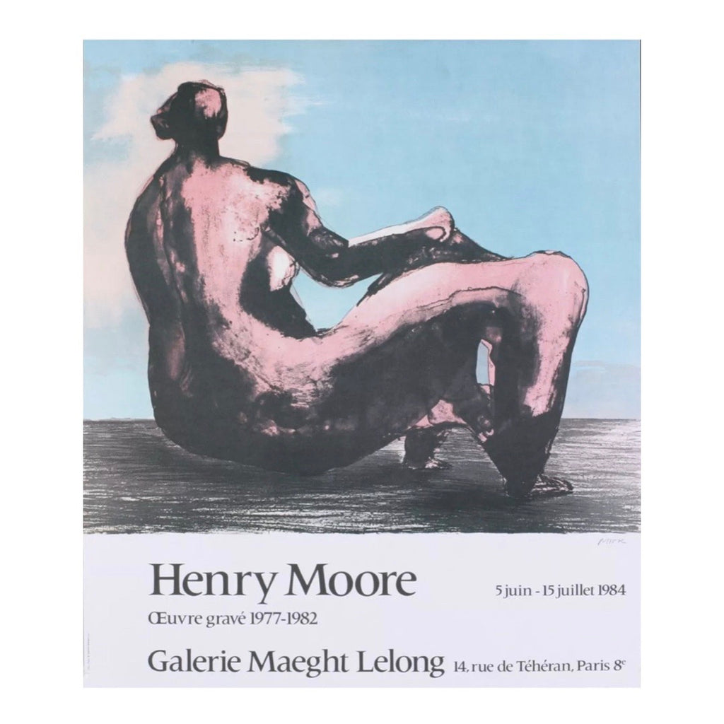 Vintage 80s Henry Moore Art Exhibition Poster | Vintage 80s Exhibition French Art Poster | Golden Rule Gallery | Gallery Maeght Vintage Exhibition Poster | Golden Rule Gallery | Excelsior, MN 