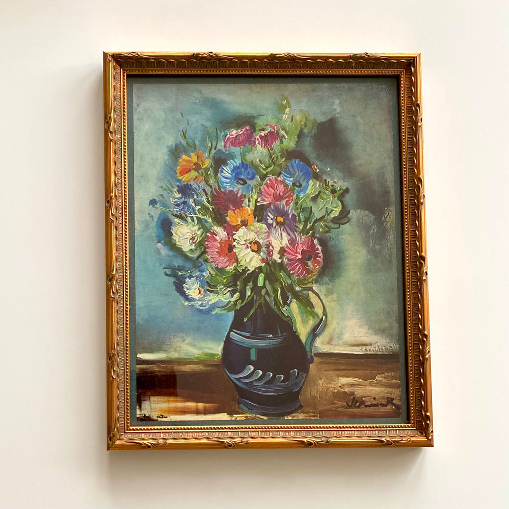 Rare Vintage 40s Vlaminck Flowers Floral Still Life Art Print at Golden Rule Gallery in Excelsior, MN