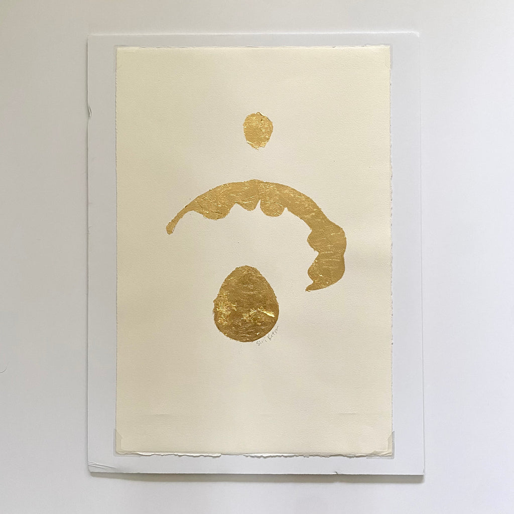 Minimalist Framed Gold Leaf Orb Shape Study Original Art by Siri Knutson at Golden Rule Gallery in Excelsior, MN