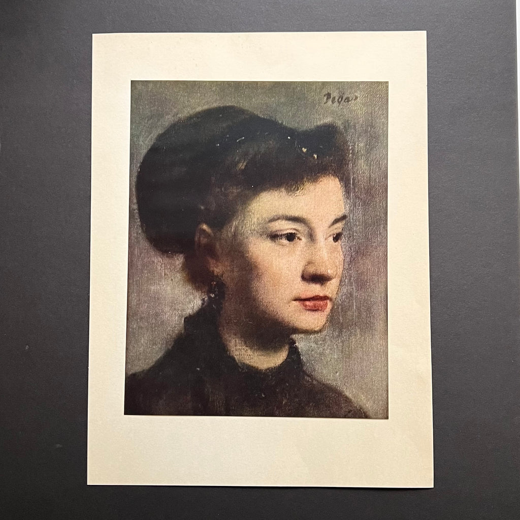 Vintage 50s Degas Head of a Young Woman Portrait Offset Lithograph Art Print at Golden Rule Gallery in Excelsior, MN