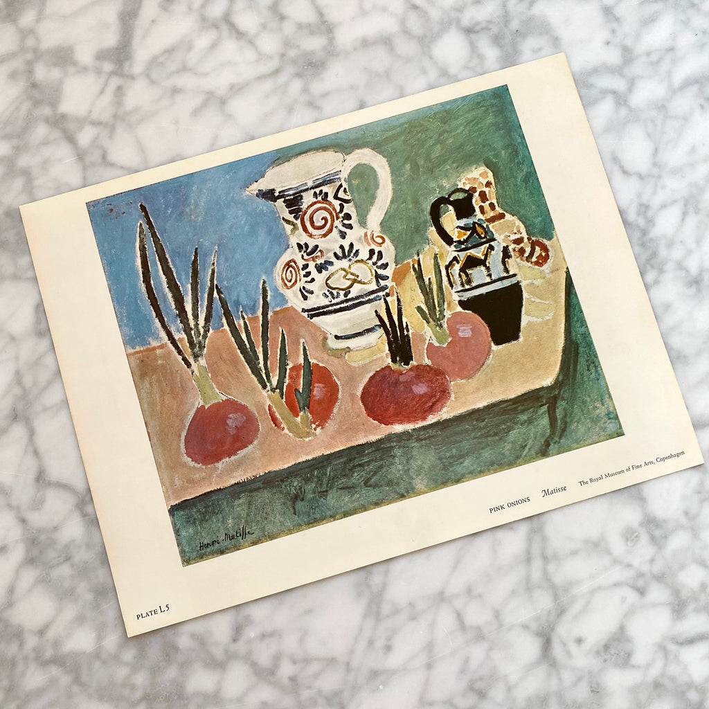 Rare Matisse Print | Vintage Mid Century Art | Pink Onions | Still Life | Golden Rule Gallery