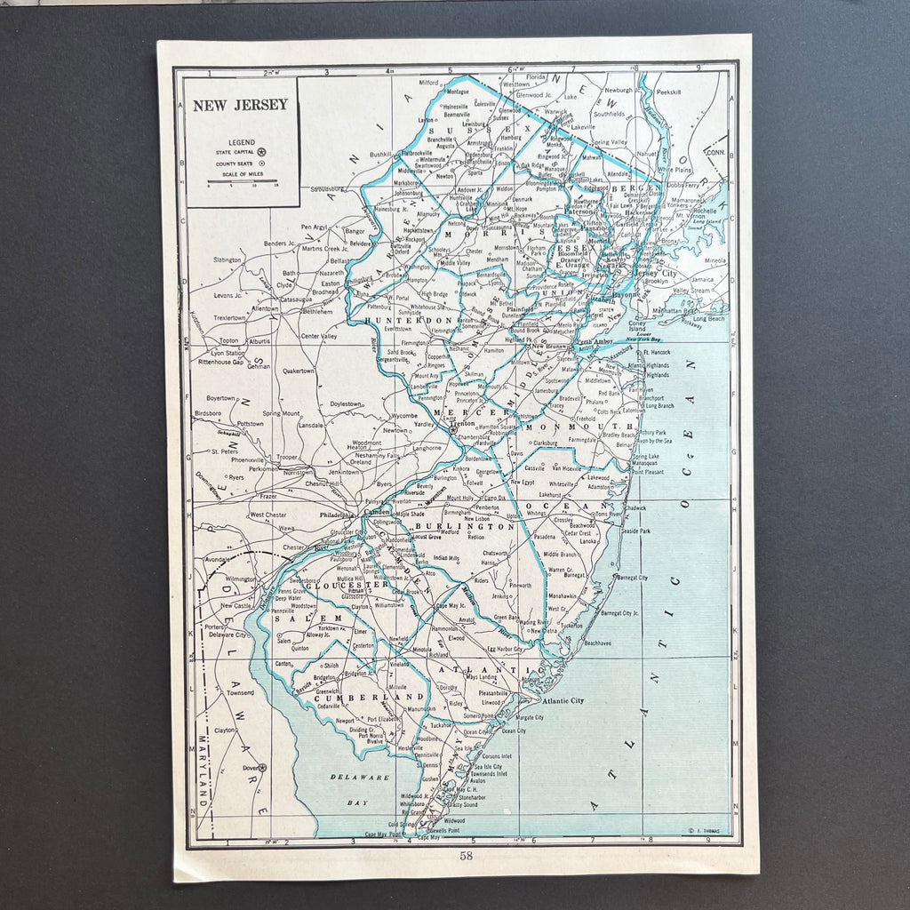 Vintage 40s New Jersey State Census Atlas Map Print at Golden Rule Gallery in Excelsior, MN