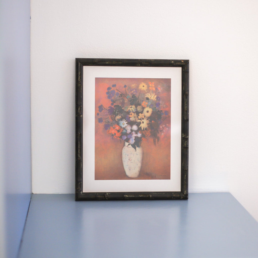 Vintage Framed Redon Floral Still Life Art Print at Golden Rule Gallery 